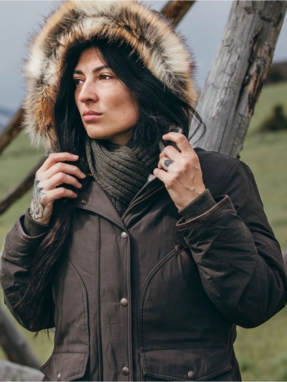 FILSON XL Alaska 650fill Goose Women Winter Snow Parka Coat with Faux Fur Hood